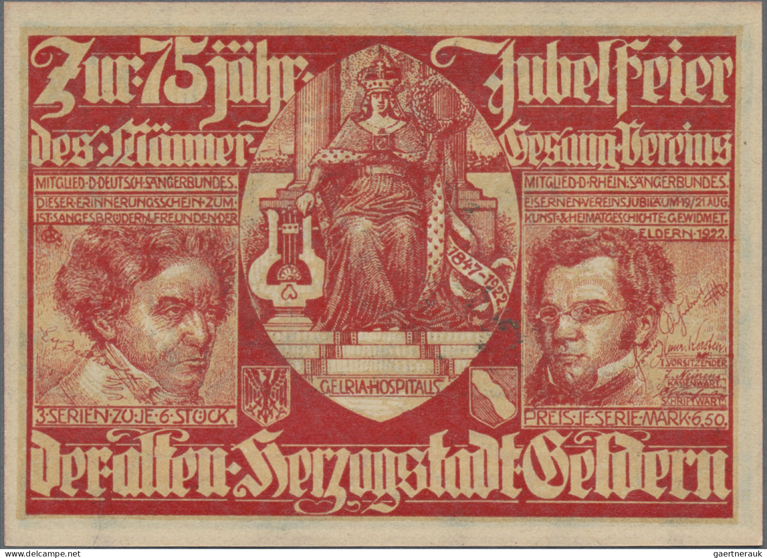 Deutschland - Notgeld - Rheinland: Geldern, Männergesangverein, 23 x 75 Pf., 19.