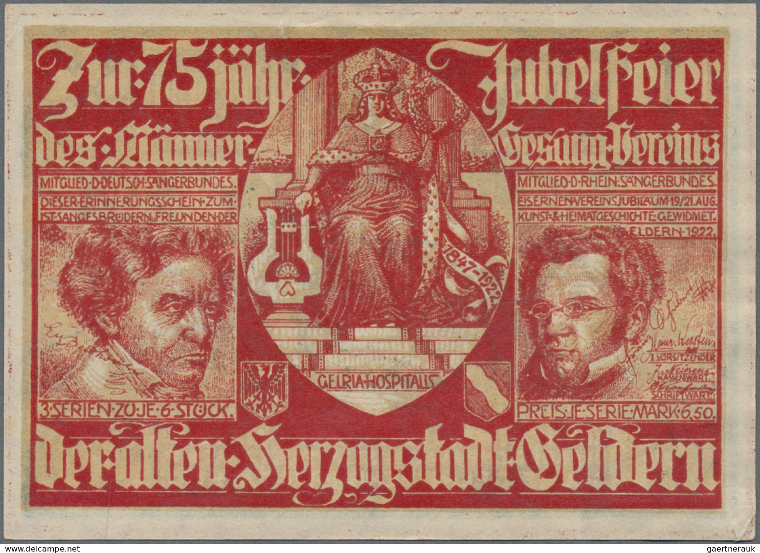 Deutschland - Notgeld - Rheinland: Geldern, Männergesangverein, 23 x 75 Pf., 19.