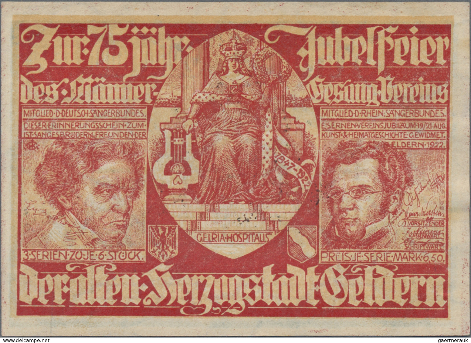 Deutschland - Notgeld - Rheinland: Geldern, Männergesangverein, 23 x 75 Pf., 19.