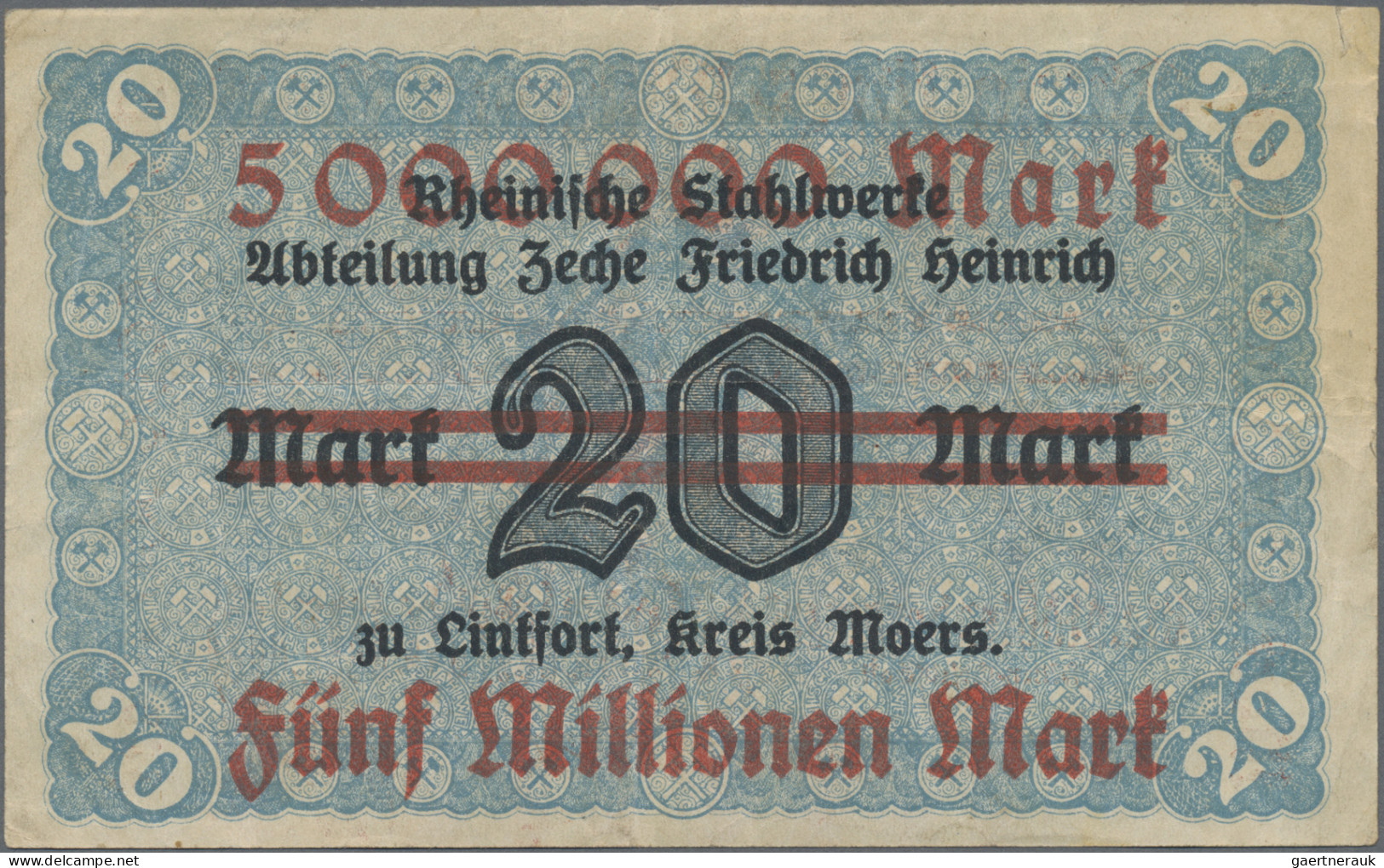 Deutschland - Notgeld - Rheinland: Lintfort, Steinkohlenbergwerk Friedrich Heinr - Lokale Ausgaben