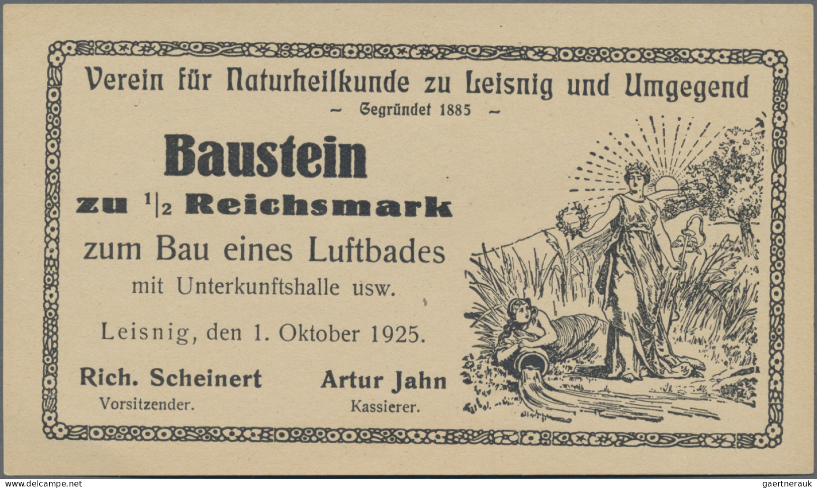 Deutschland - Notgeld - Sachsen: Leisnig, Verein Für Naturheilkunde, 1/2 Reichsm - [11] Local Banknote Issues