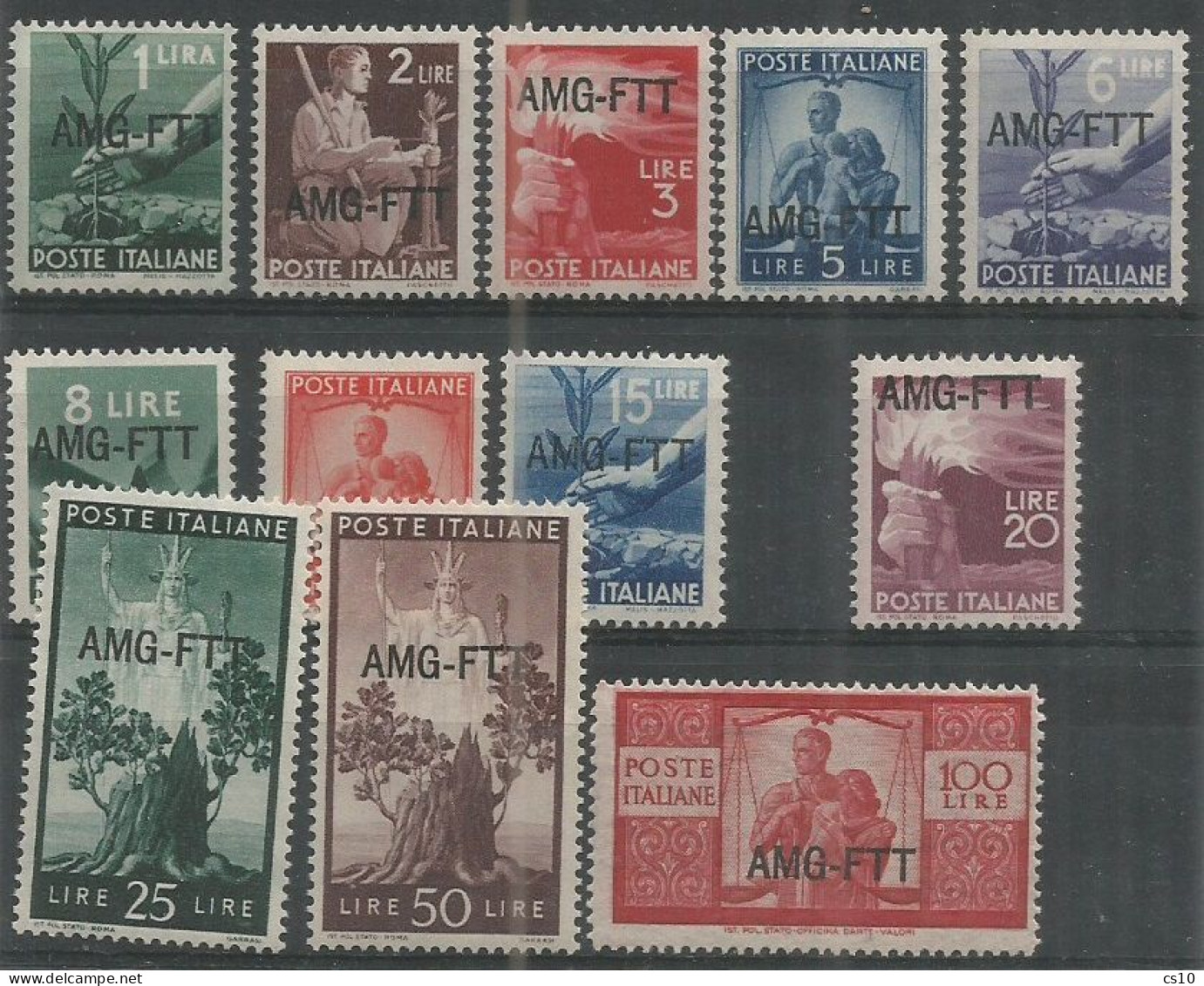 Trieste "A" AMG-FTT 1950 Democratica OVPT SPST 1 Riga - Cpl 12v Set MNH** Condition - Lotti E Collezioni