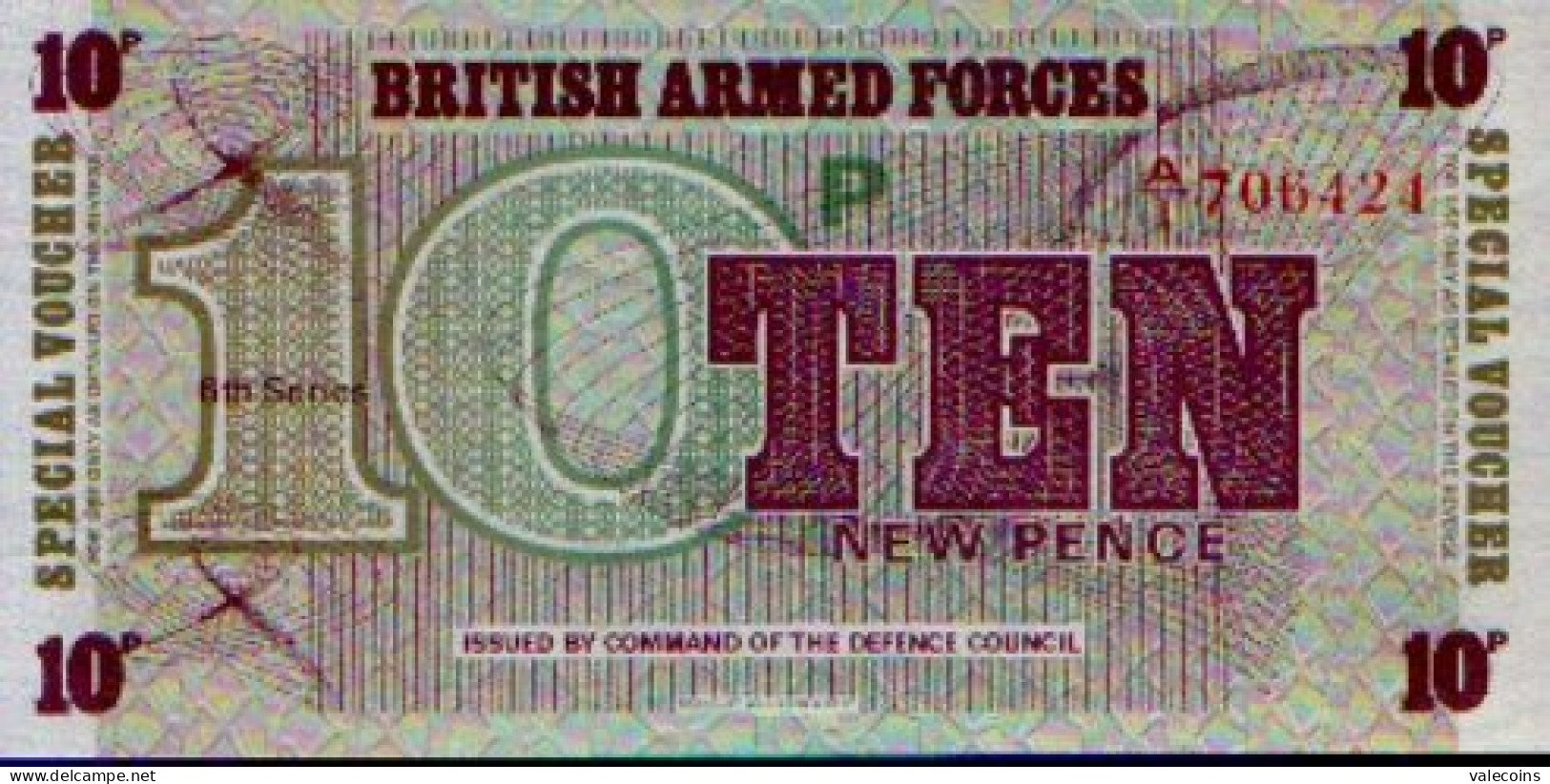 UK UNITED KINGDOM GREAT BRITAIN - 1972 - BRITISH ARMED FORCES - 10 New Pence - Pick M48 - UNC           MyRef:DB - British Military Authority