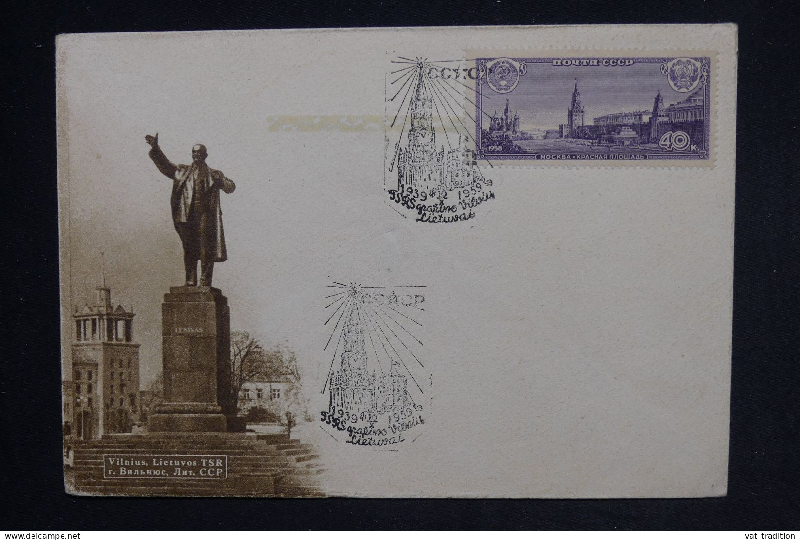 URSS - Enveloppe Souvenir De Vilnius Illustrée Au Dos En 1959  - L 149354 - Brieven En Documenten