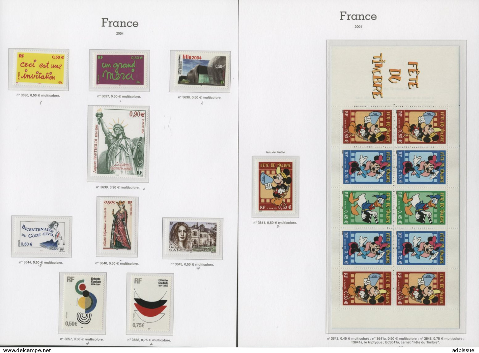 2004 ANNEE COMPLETE VENDUE A LA VALEUR FACIALE DES TIMBRES Cote 407,50 € Neufs ** (MNH) Qualité TB Lire Description - 2010-2019