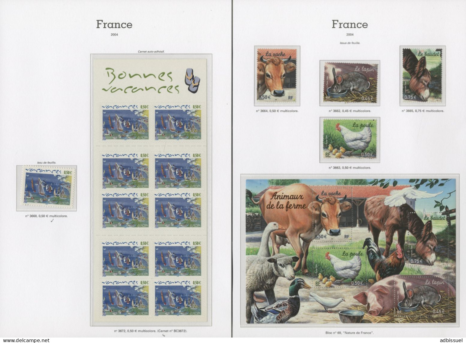 2004 ANNEE COMPLETE VENDUE A LA VALEUR FACIALE DES TIMBRES Cote 407,50 € Neufs ** (MNH) Qualité TB Lire Description - 2010-2019