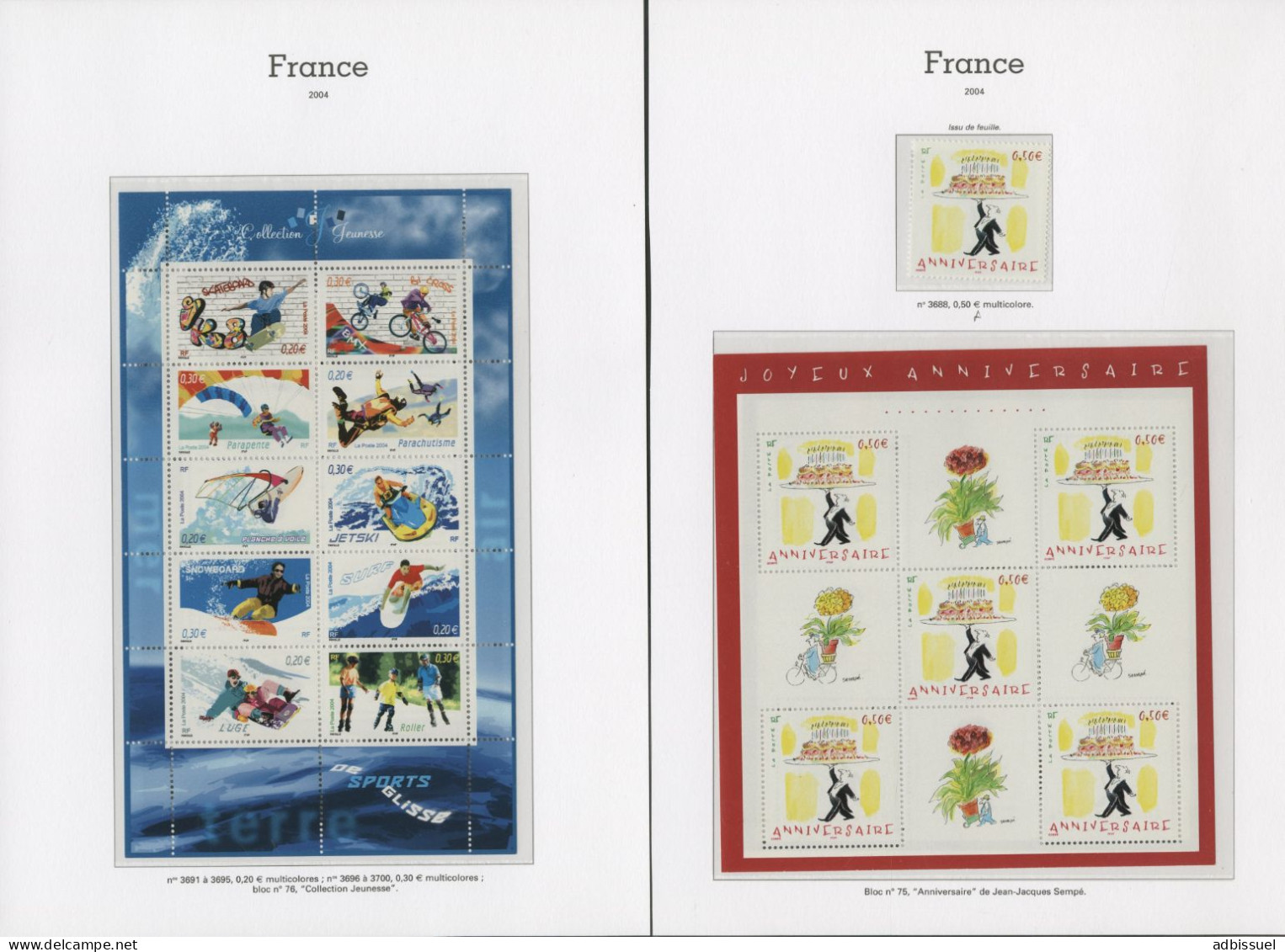 2004 ANNEE COMPLETE VENDUE A LA VALEUR FACIALE DES TIMBRES Cote 407,50 € Neufs ** (MNH) Qualité TB Lire Description - 2010-2019