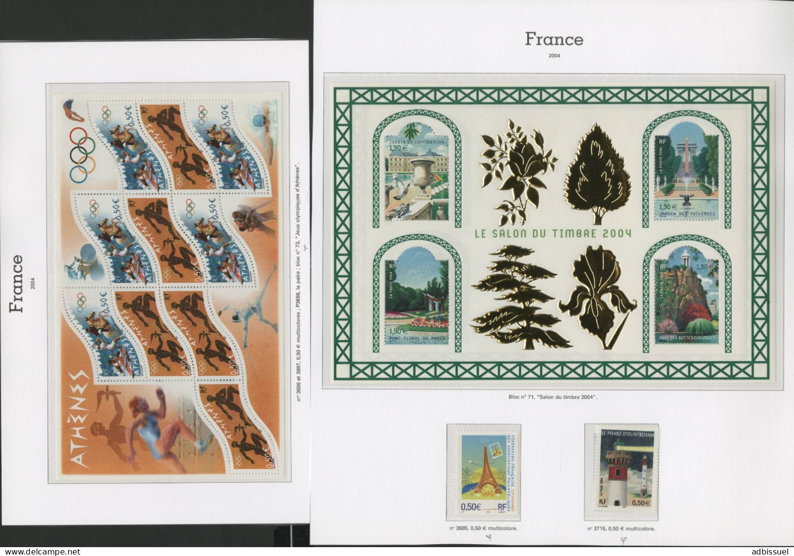 2004 ANNEE COMPLETE VENDUE A LA VALEUR FACIALE DES TIMBRES Cote 407,50 € neufs ** (MNH) Qualité TB Lire description