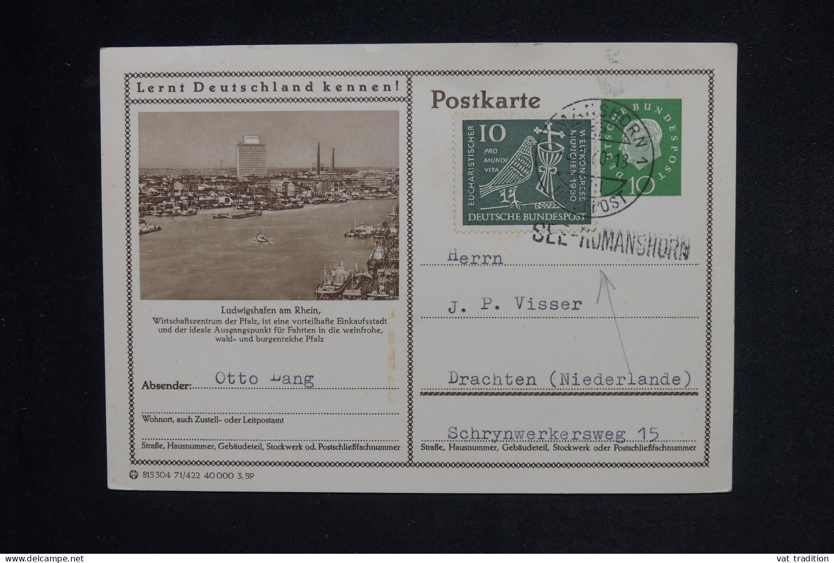 ALLEMAGNE - Entier Postal + Complément Pour Drachten En 1960  - L 149362 - Cartoline - Usati