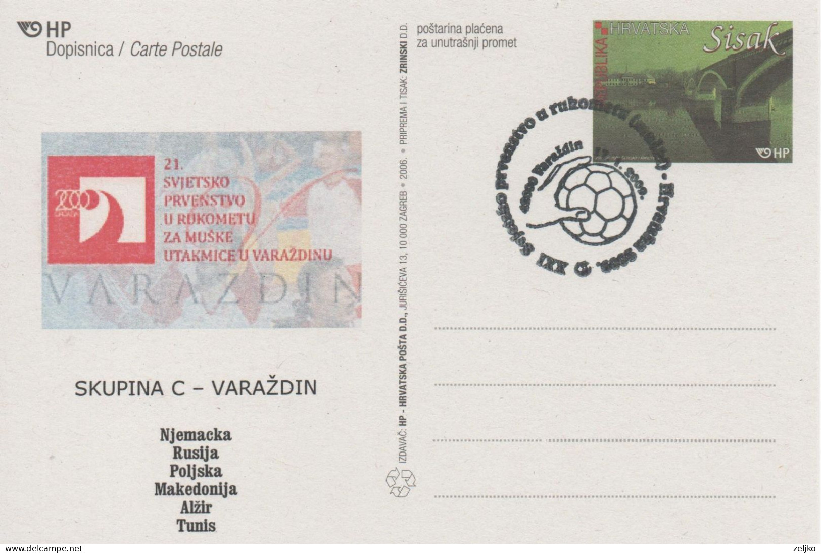 Croatia, Handball, 21st Men's World Handball Championship 2009, Group C Varazdin - Handbal