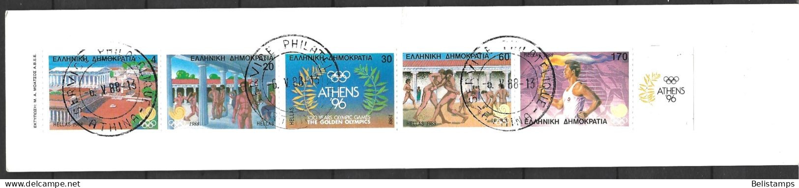 Greece 1988. Scott #1627Bc (U) 1988 Olympics  *Complete Booklet* - Oblitérés