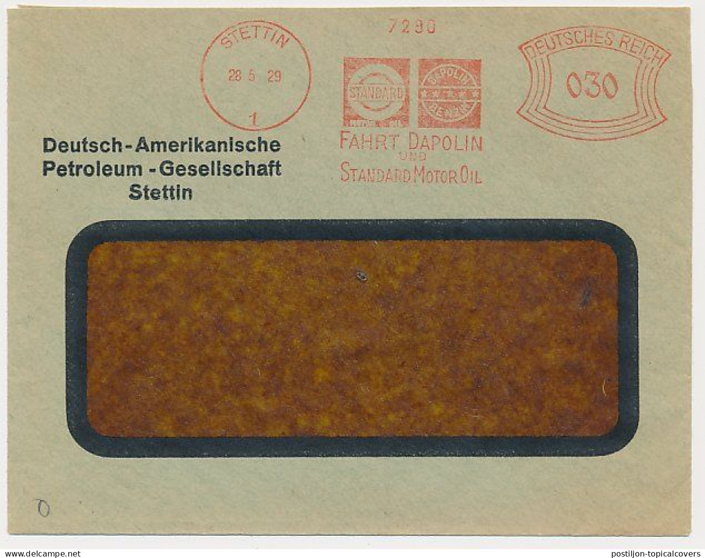 Meter Cover Germany 1929 - DAPOLIN - Standard Motor Oil - Aardolie