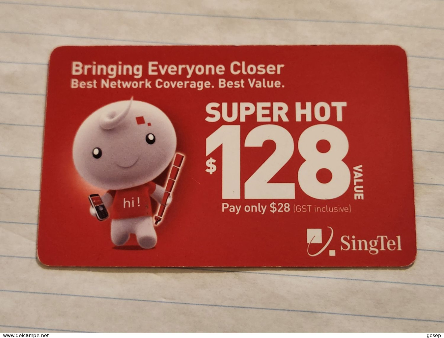 SINGAPORE-(SG-HI-REF-0049a)-SUPER HOT-$128-(258)($128)(5274116252)(29.07.11)-used Card+1card Prepiad Free - Singapour