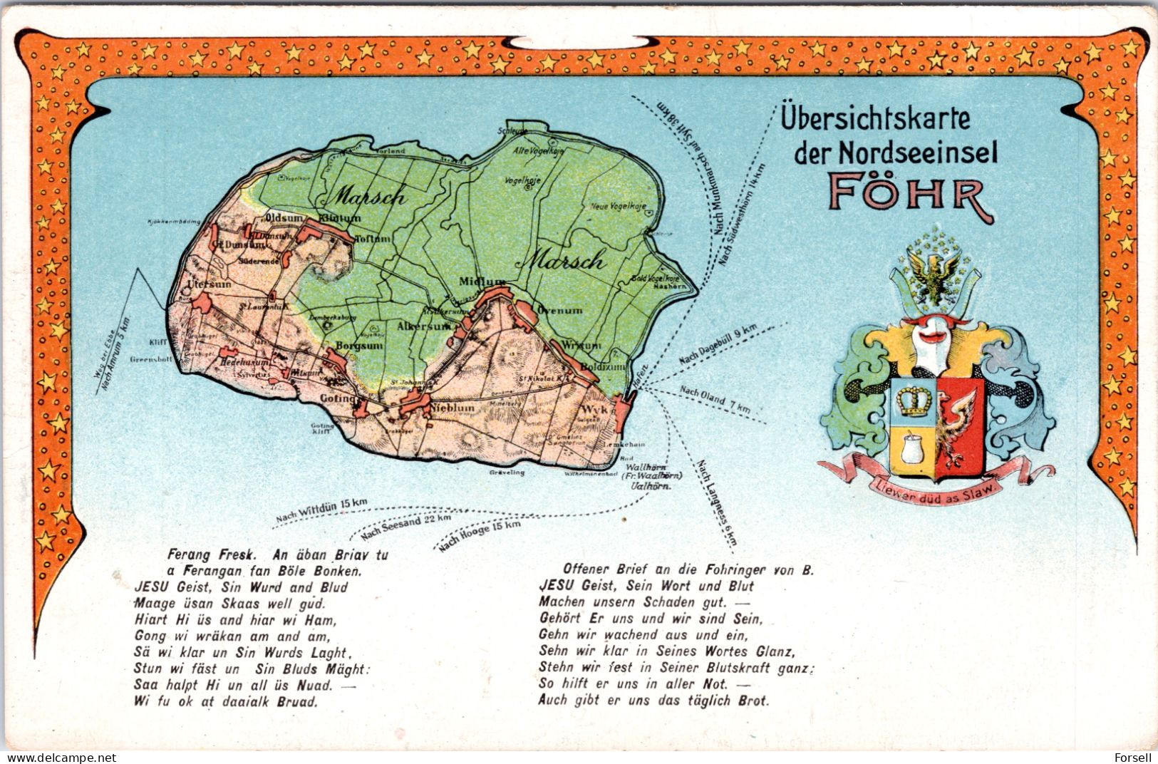 Übersichtskarte Der Nordseeinsel Föhr (nicht Verschickt) - Föhr