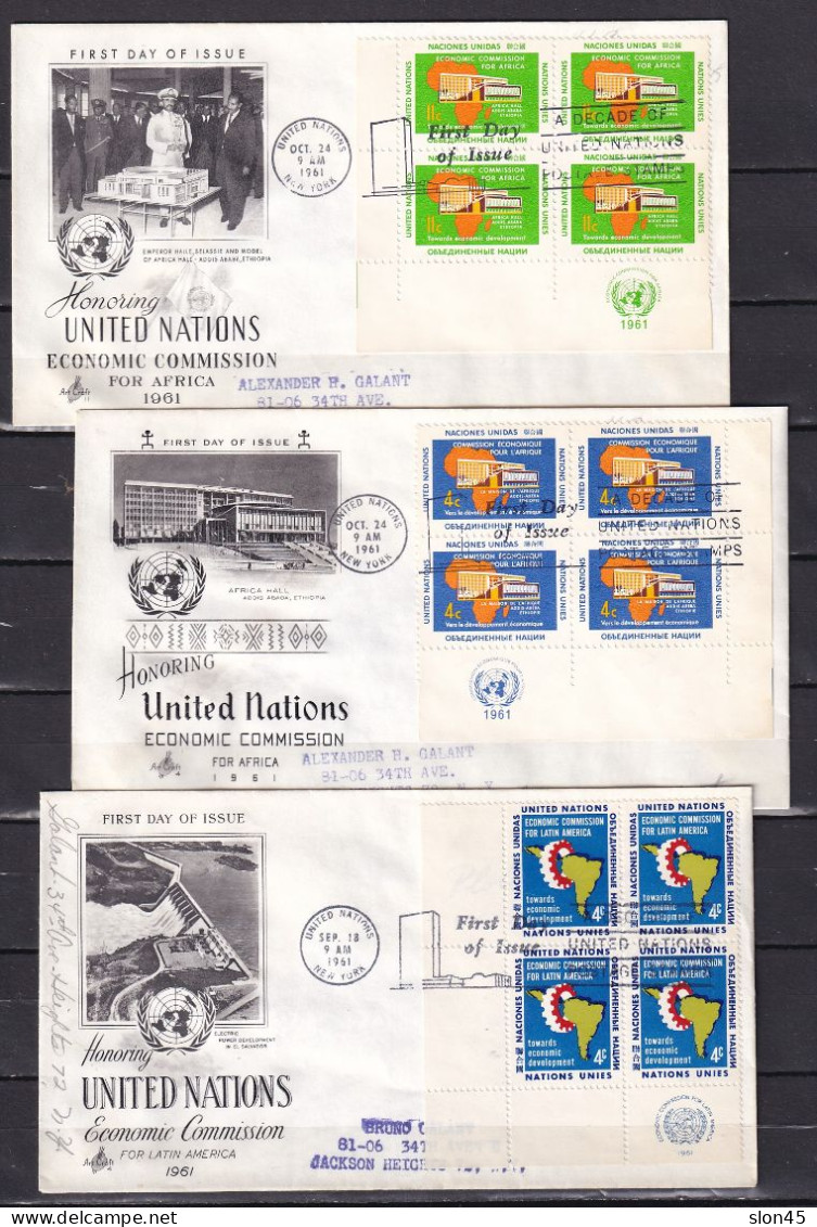 USA UN 11Covers Cancel New York 1961 Block Of 4(1 Cover Single Usage)15823 - Storia Postale