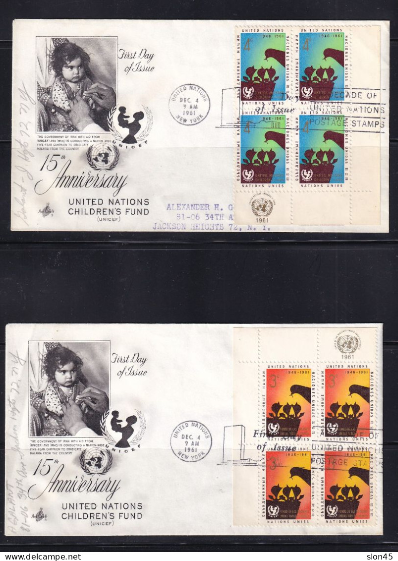 USA UN 11Covers Cancel New York 1961 Block Of 4(1 Cover Single Usage)15823 - Brieven En Documenten