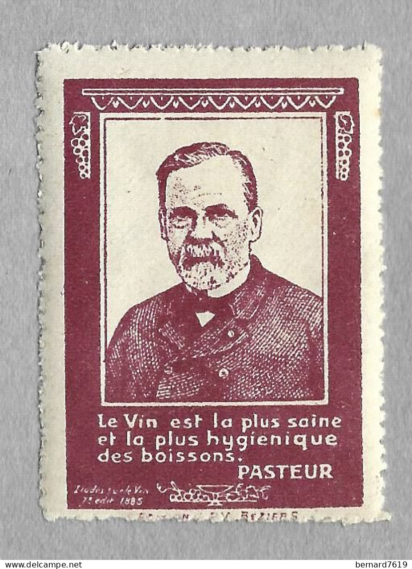 Itimbre France - Erinnophilie -  Louis Pasteur   - Le Vin Est La Plus Saine Et La Plus Hygienique Des Boissons - Cruz Roja