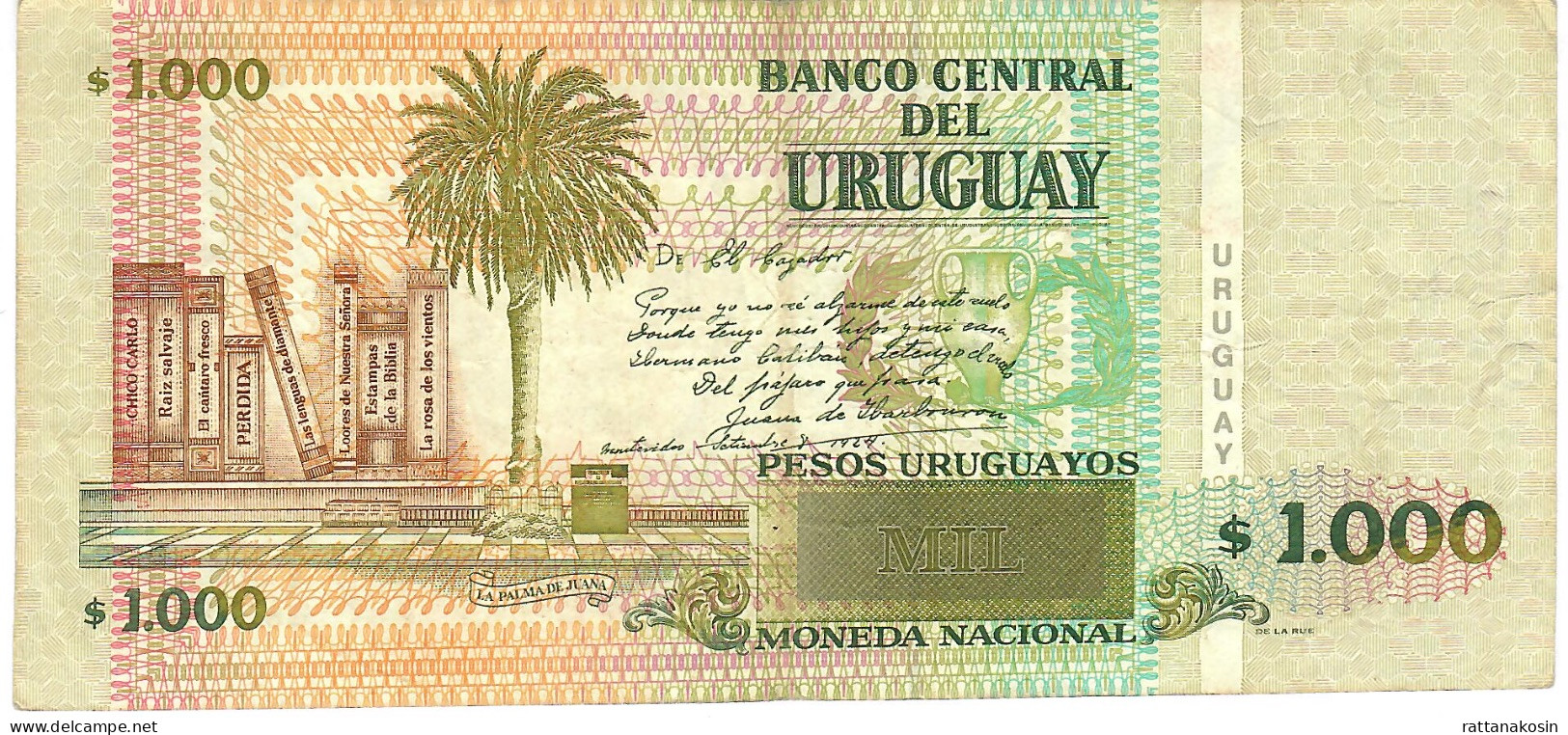 URUGUAY P91a 1000 PESOS URUGUAYOS 2004 Serie B   VF    NO P.h. - Uruguay