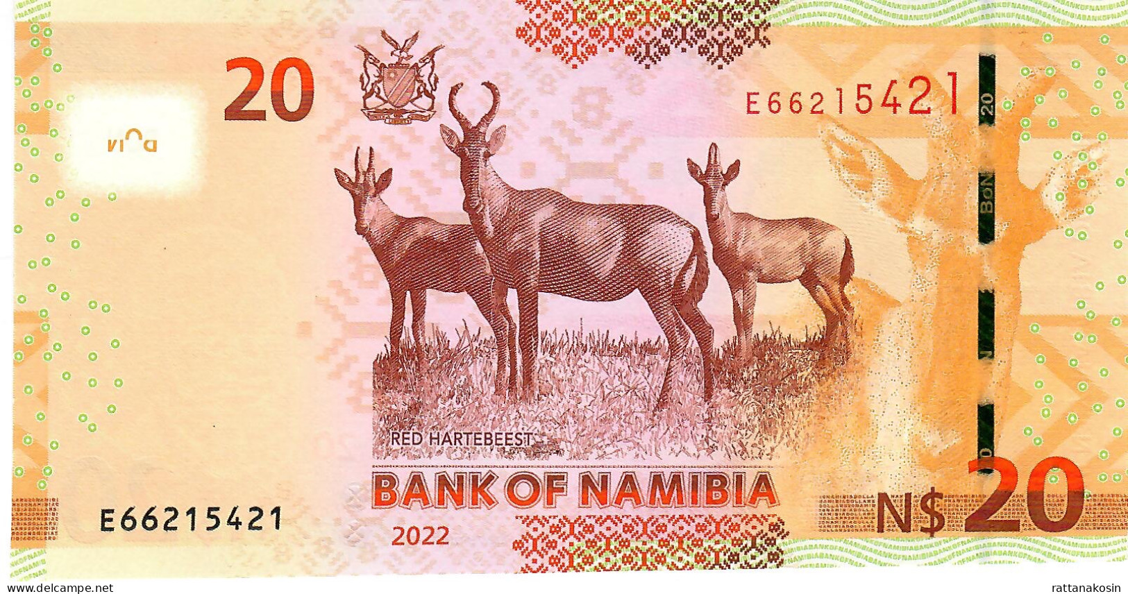 NAMIBIA P17c 20 DOLLARS 2022 UNC. - Namibië