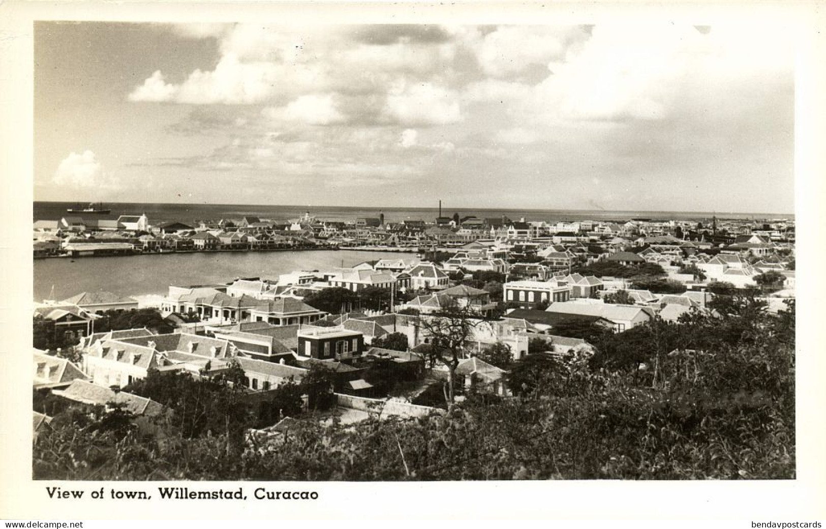 Curacao, WILLEMSTAD, View Of Town (1950s) Cunard White Star Line Postcard - Curaçao