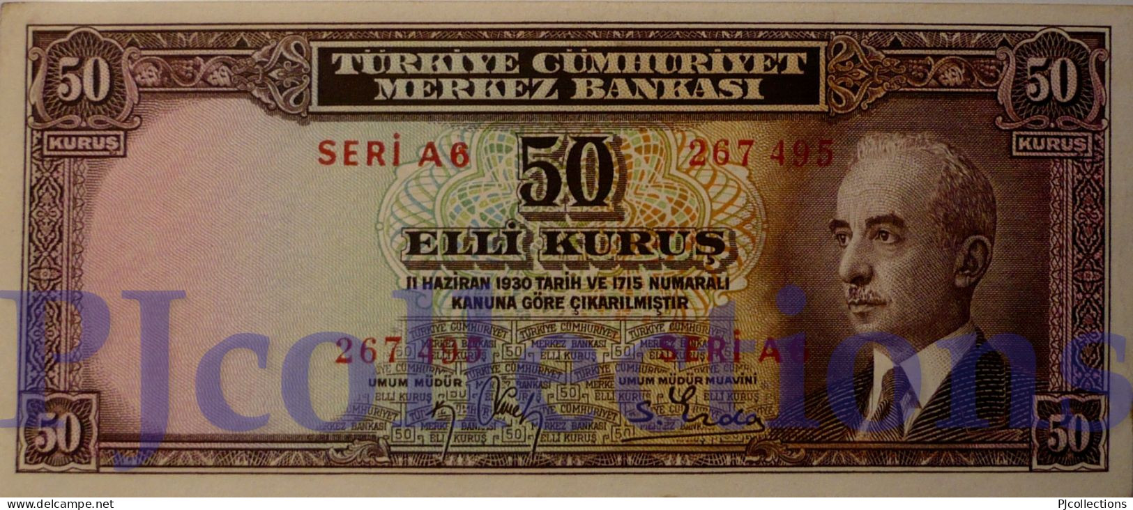 TURKEY 50 KURUS 1942 PICK 133 AU/UNC - Türkei