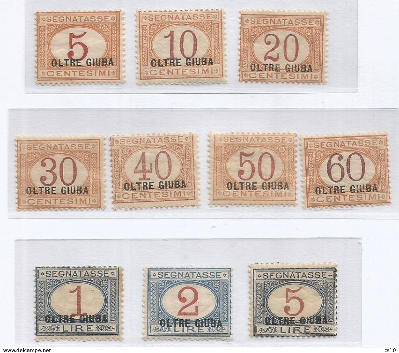 Oltre Giuba Outre Djuba Italy Colony 1925 Segnatasse Postage Due 1/10 MLH *TL Cpl 10v Set - Lotti E Collezioni