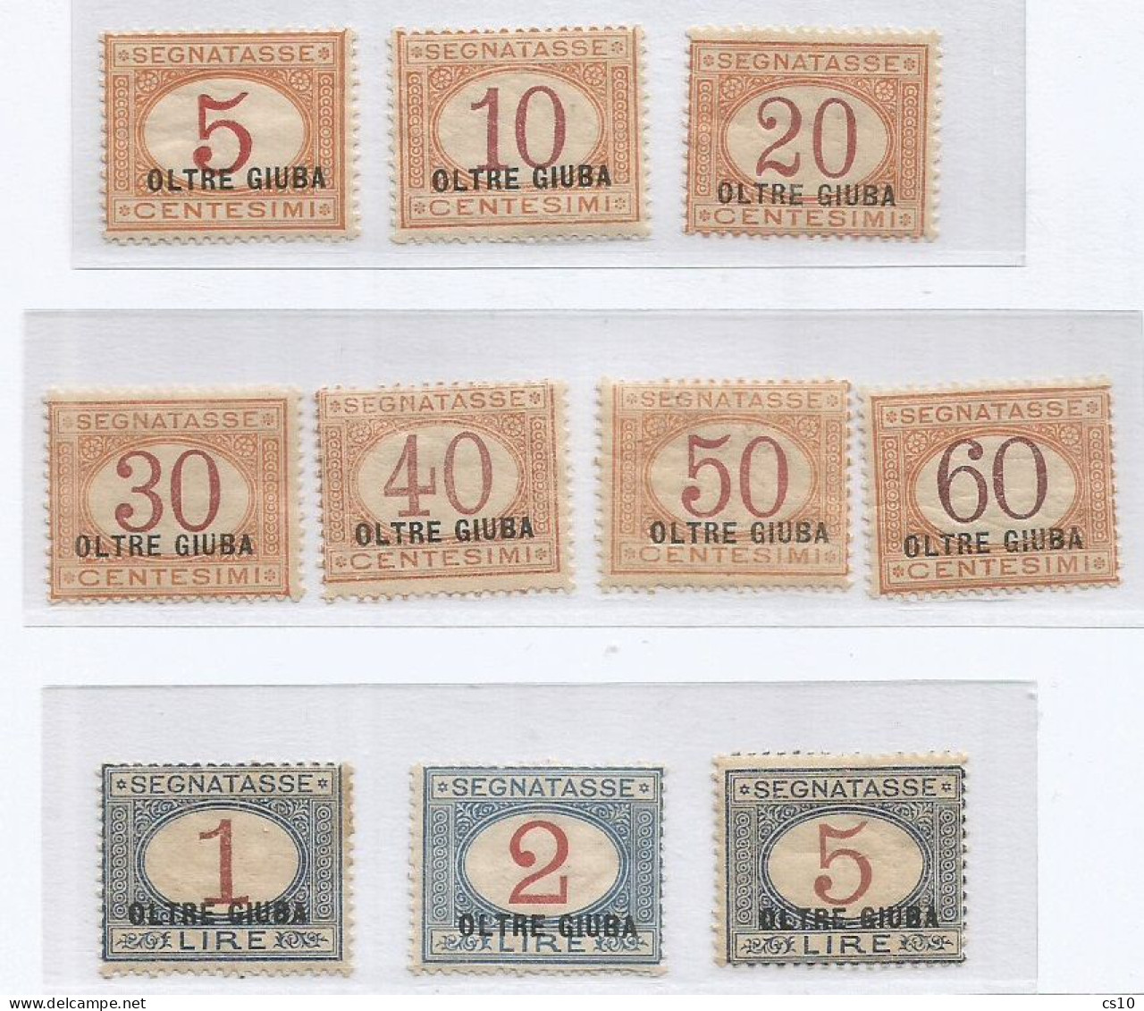 Oltre Giuba Outre Djuba Italy Colony 1925 Segnatasse Postage Due 1/10 MLH *TL Cpl 10v Set - Taxe