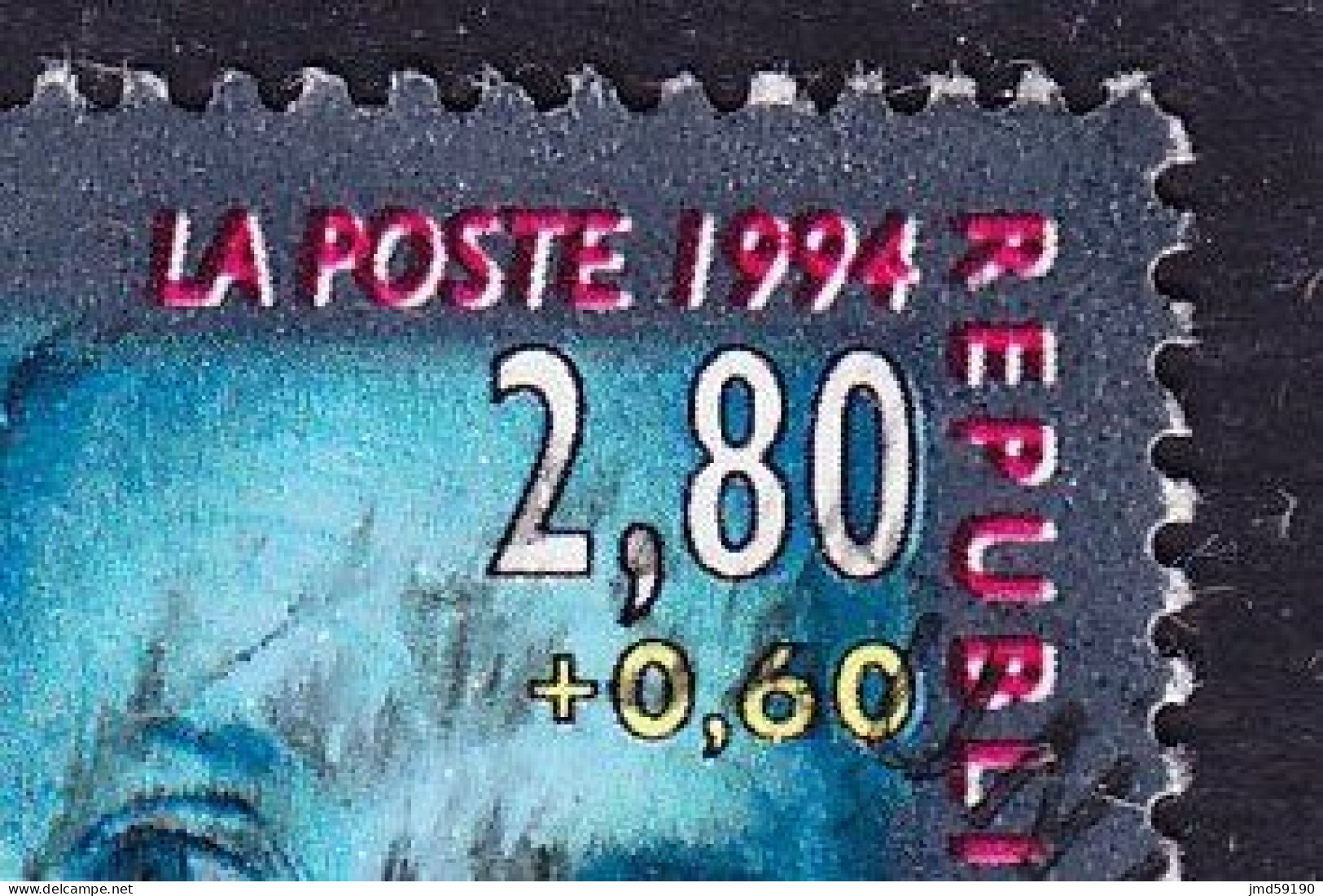 RARE - Timbre Oblitéré 2900 BOURVIL - Belle Variété Et Décalage De Couleur Et Ombres Blanches Sur écriture - Used Stamps