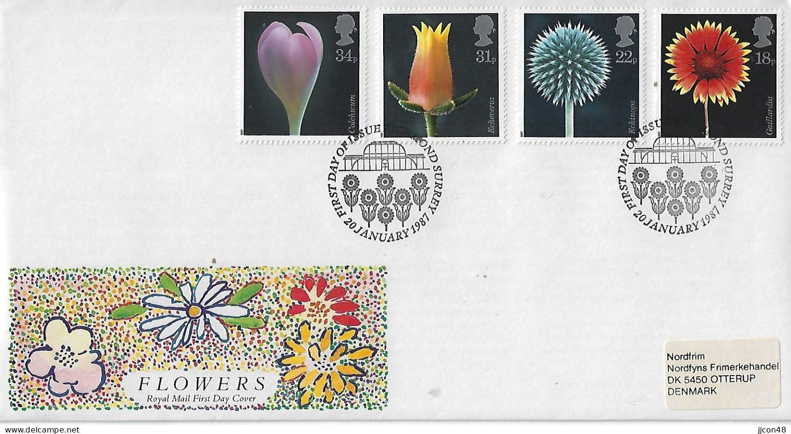 GB 1987  Flowers (o) Mi.1097-1100  FDC - 1981-1990 Decimal Issues