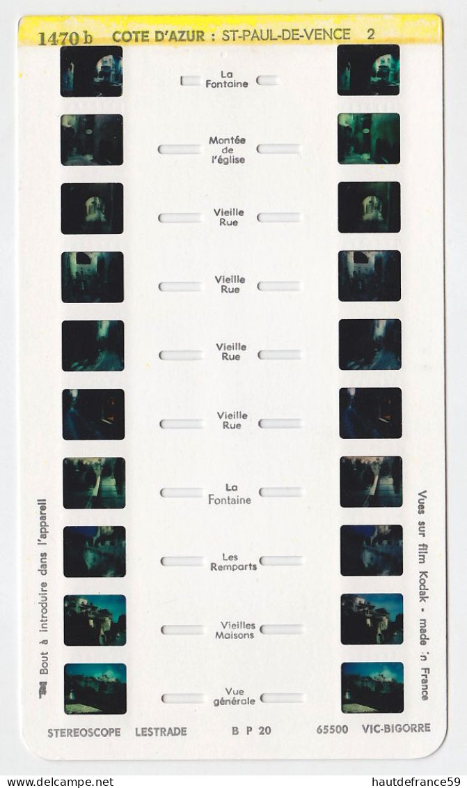 Carte STEREOSCOPE LESTRADE Film COTE D AZUR ST PAUL DE VENCE Vic Bigorre - Autres Formats