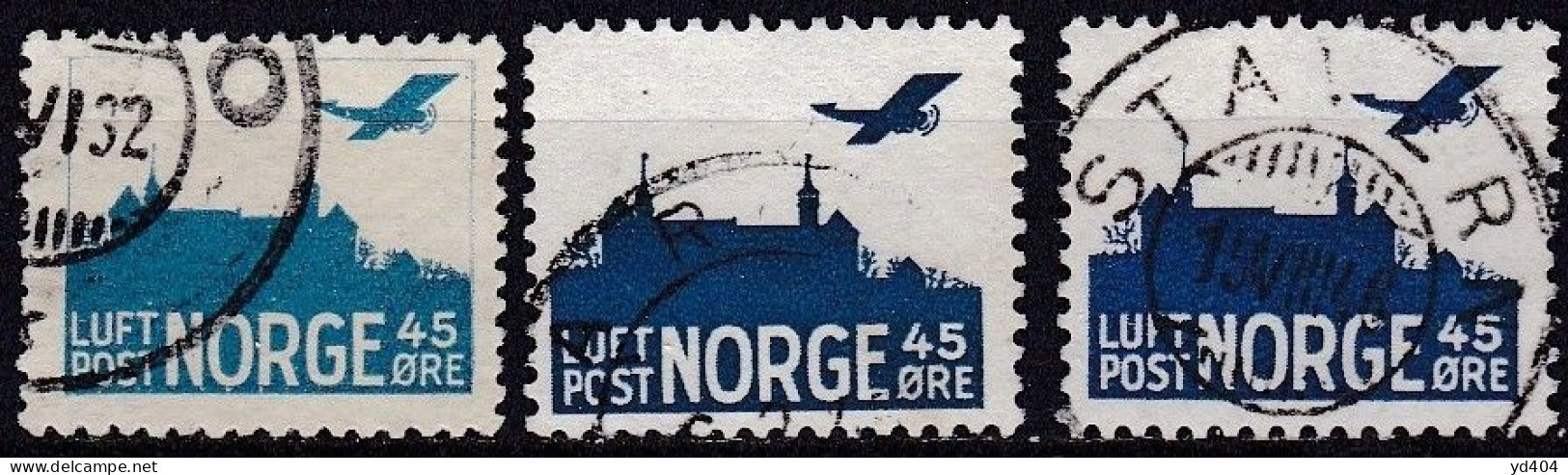 NO450 – NORVEGE - NORWAY – 1927/41 – PLANE OVER AKERSHUS CASTLE – Y&T # 1/3 USED 9,20 € - Gebruikt