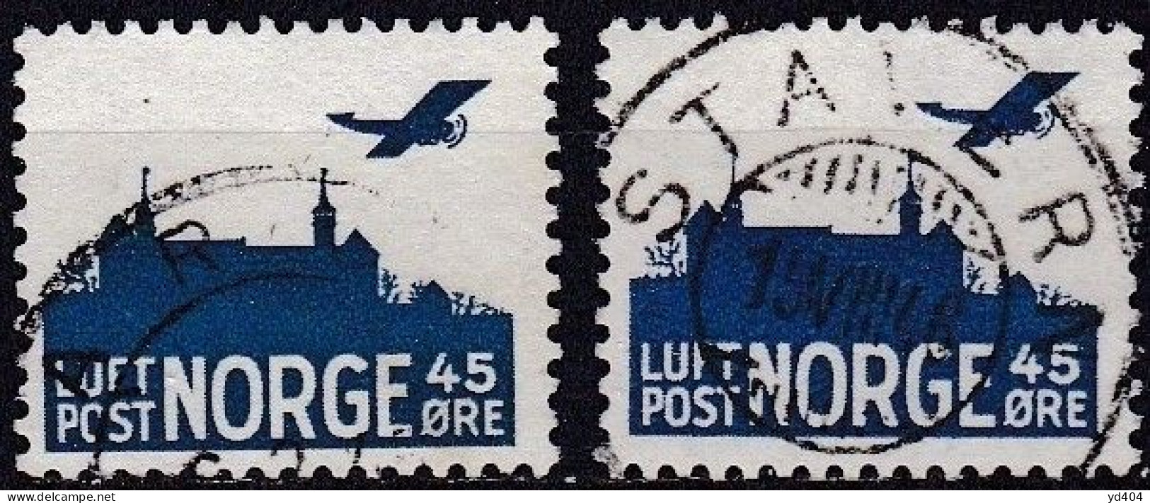 NO450 – NORVEGE - NORWAY – 1927/41 – PLANE OVER AKERSHUS CASTLE – Y&T # 1/3 USED 9,20 € - Gebraucht