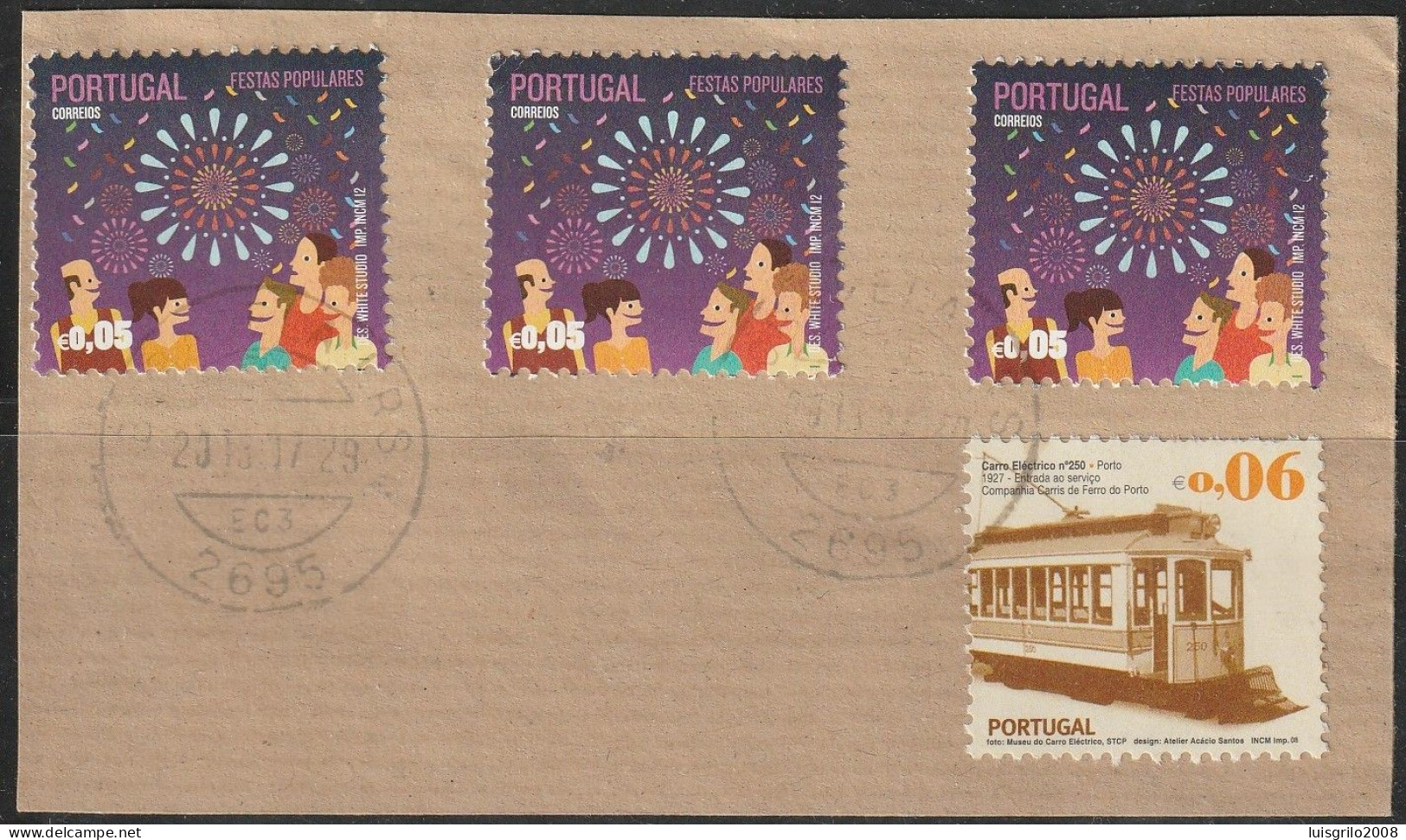 Fragment - Transport, Traimways & Popupal Parties -|- Mundifil Nºs - 4222 + 3737 - Postmark 2013 - Used Stamps