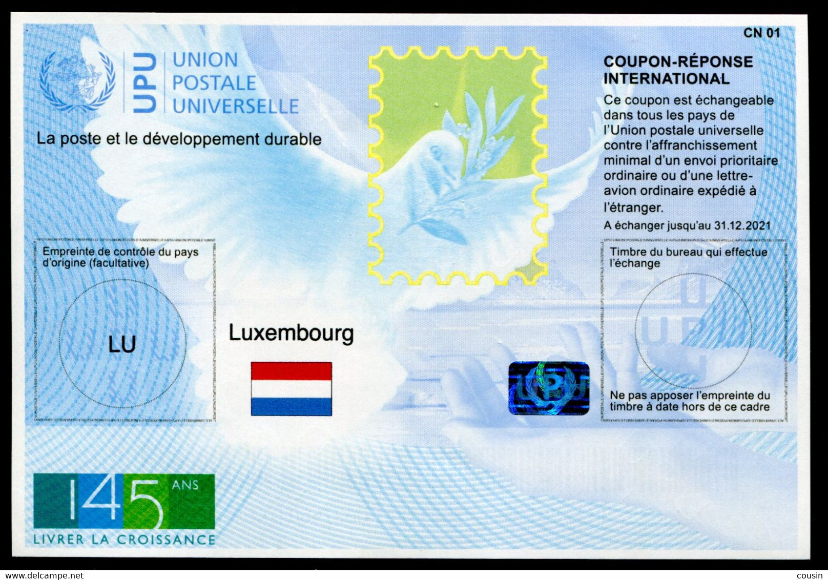 LUXEMBOURG  145 Ans !   International Reply Coupon / Coupon Réponse International - Stamped Stationery