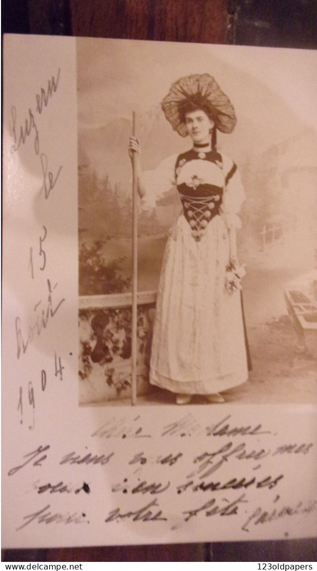 SUISSE CARTE PHOTO 1904 LUZERN FEMME COSTUME - Sonstige & Ohne Zuordnung