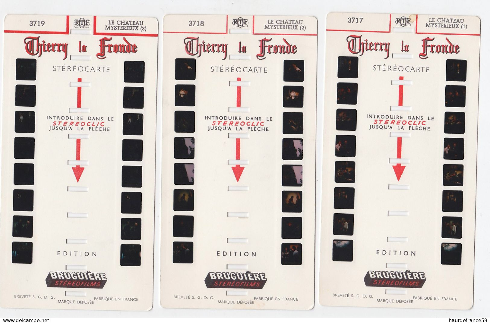 3 Cartes STEREOCARTE Stereofilms Stereoclic    THIERRY LA FRONDE  Le Diable Ne Meurt Jamais  Bruguière - Autres Formats