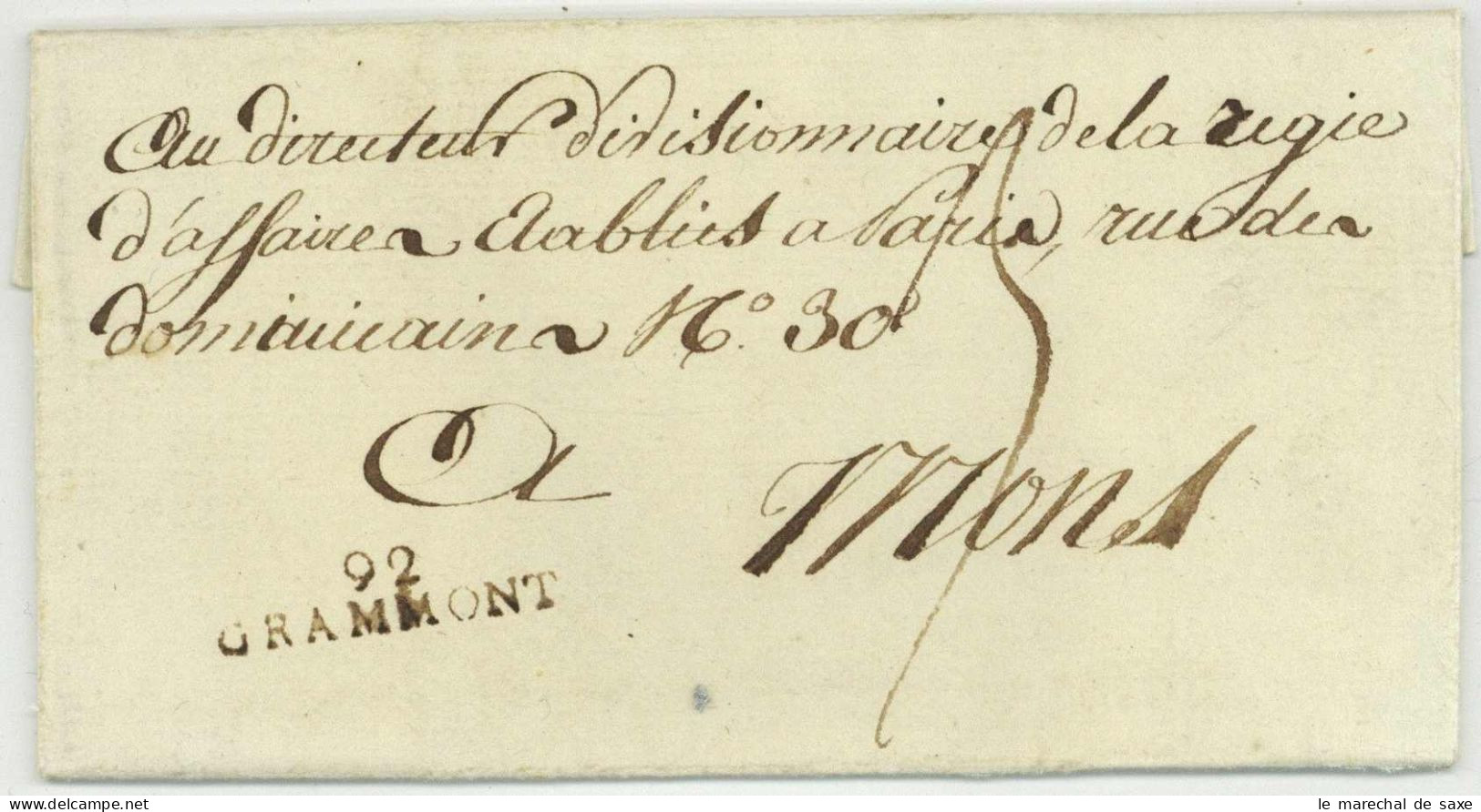 92 GRAMMONT Pour Mons 1802 Geerardsbergen - 1792-1815: Conquered Departments