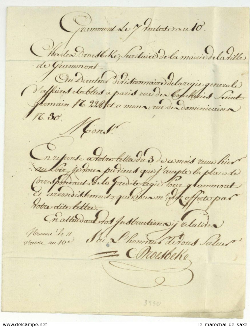 92 GRAMMONT Pour Mons 1802 Geerardsbergen - 1792-1815: Départements Conquis