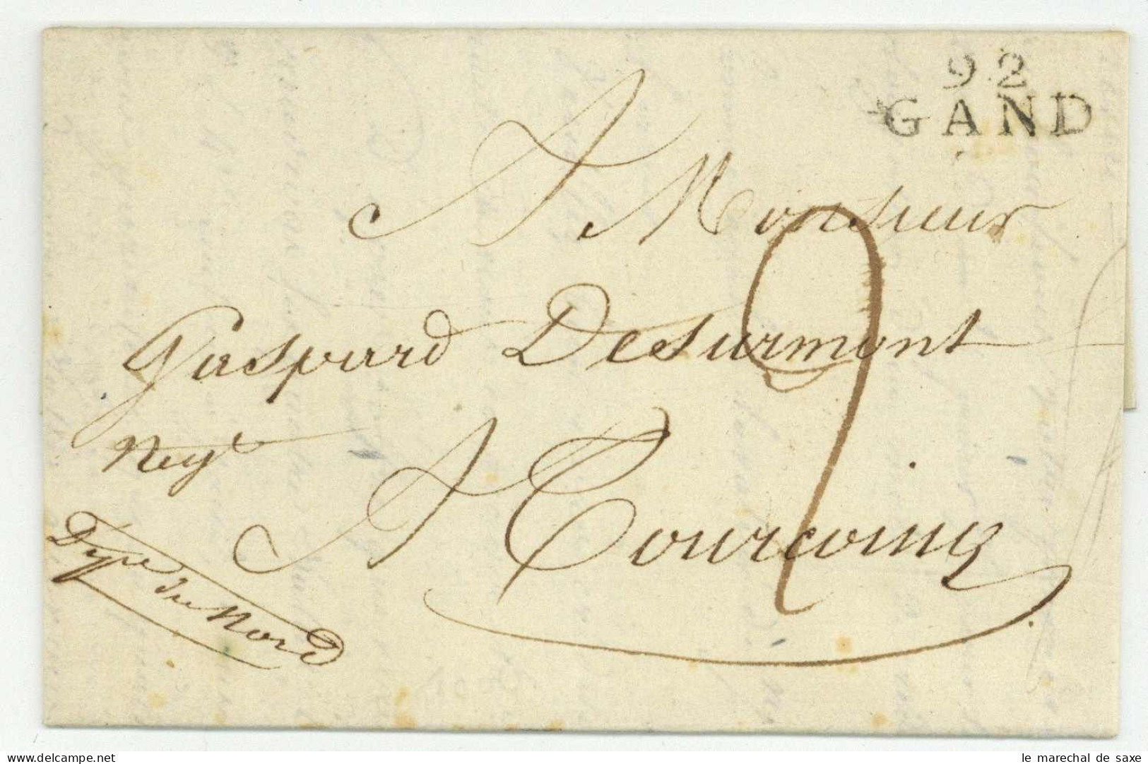 92 GAND Audenaarde Oudenaarde Liegard Et Cie Coton En-tete 1806 Pour Tourcoing - 1792-1815: Conquered Departments