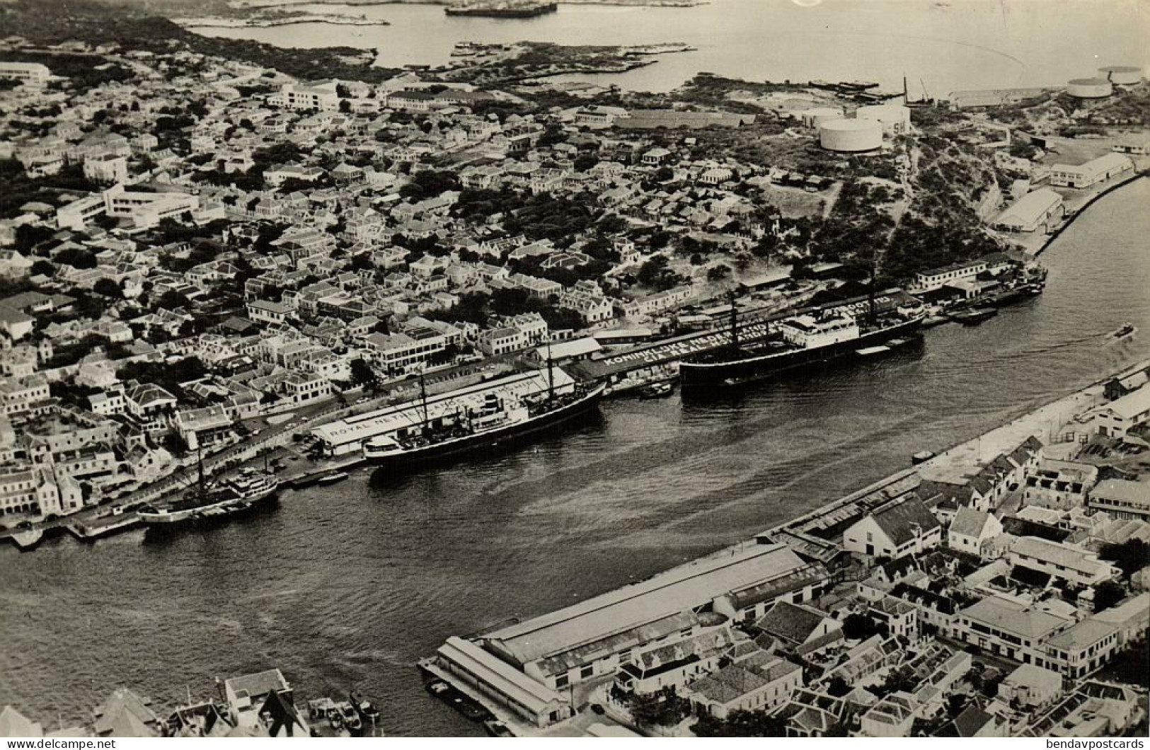 Curacao, WILLEMSTAD, Quays And Sheds Of The K.N.S.M. (1950s) RPPC Postcard - Curaçao