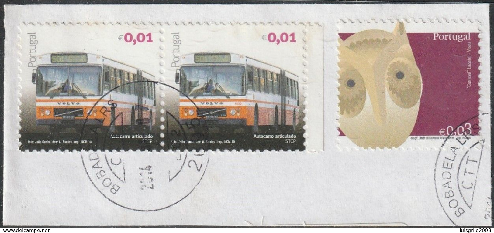 Fragment - Transport Bus & Mask -|- Mundifil Nºs - 3919 + 3421 - Postmark 2014 - Oblitérés