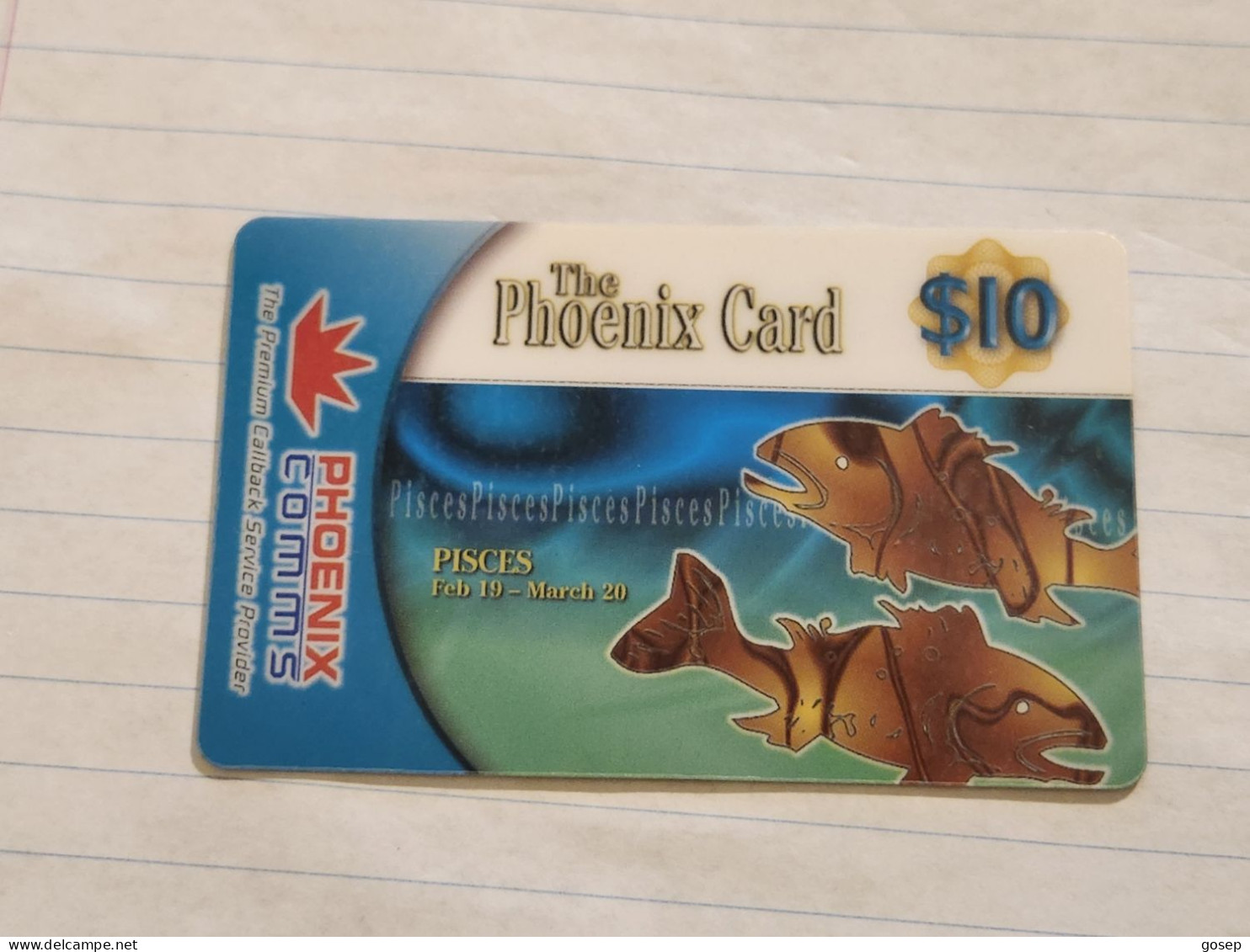 SINGAPORE-(SG-PRE-PHO-0015)-Zodiac-FISH-(264)($10)(878-517-3930)(01.12.01)-used Card+1card Prepiad Free - Singapour