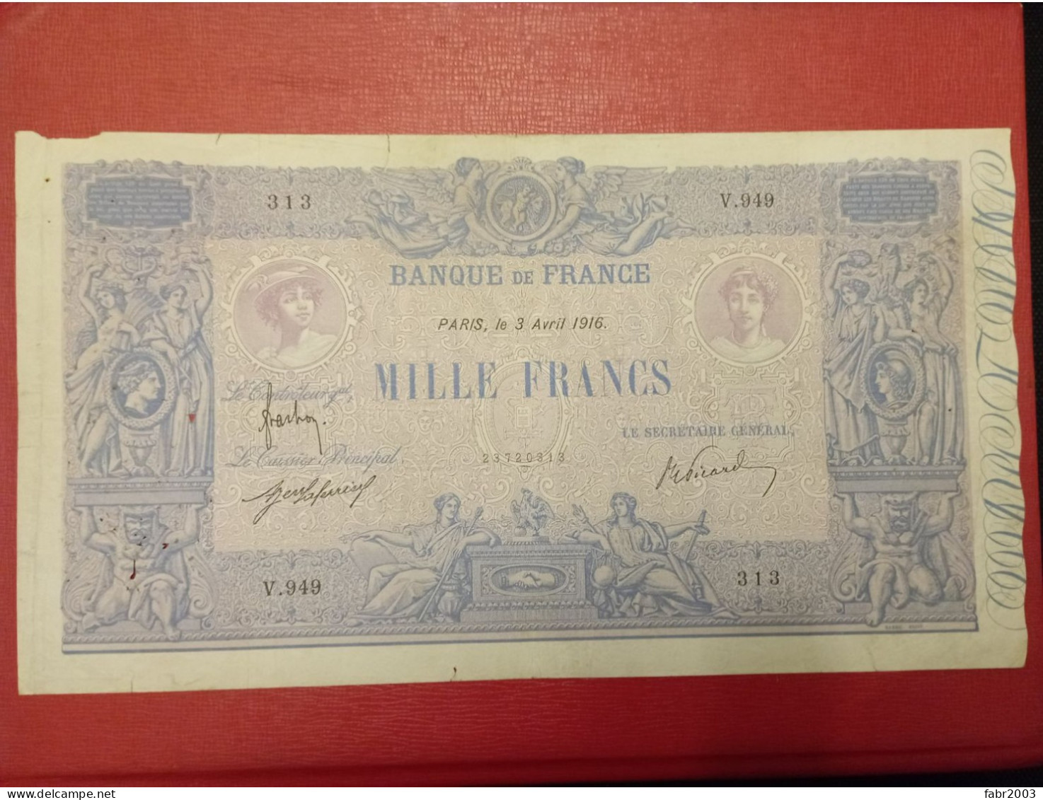 1000 Francs Bleu Et Rose 03/04/1916. Etat Voir Photos - 1 000 F 1889-1926 ''Bleu Et Rose''