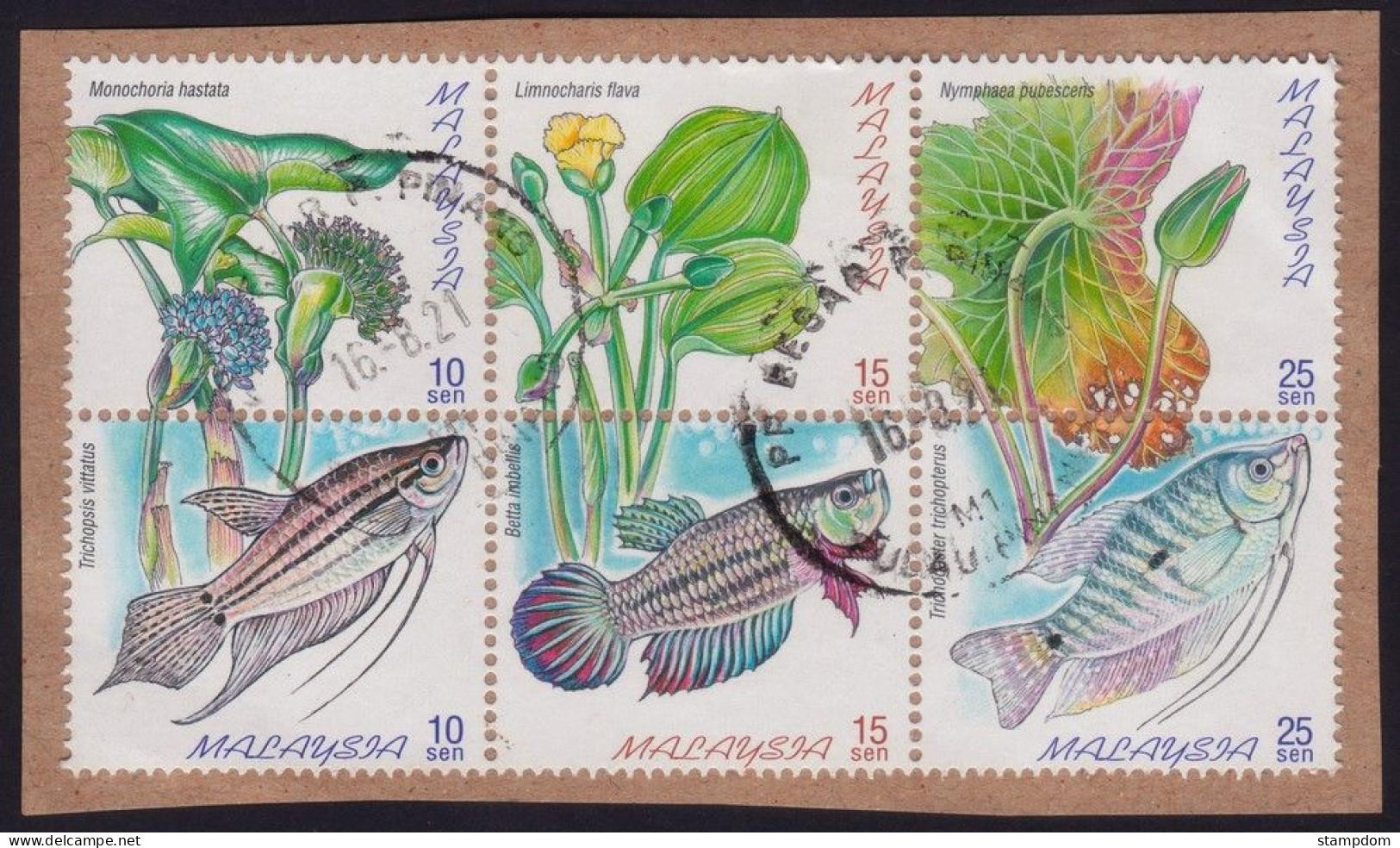 MALAYSIA Aquatic Plants/Fish Stamps On Piece @B636 - Malaysia (1964-...)