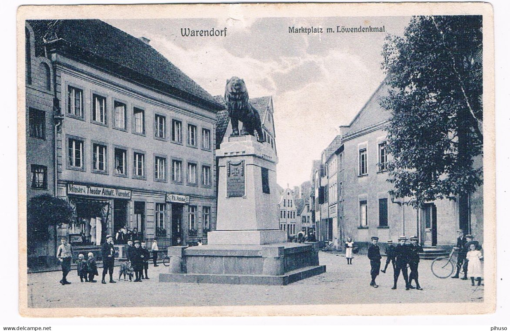 D-16289   WARENDORF : Marktplatz M. Löwendenkmal - Warendorf