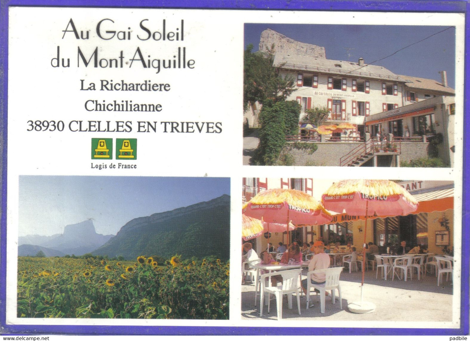 Carte Postale 38. Clelles-en-Trieves Hotel Restaurant Au Gai Soleil Du Mont Aiguille  La Richardière   Très Beau Plan - Clelles