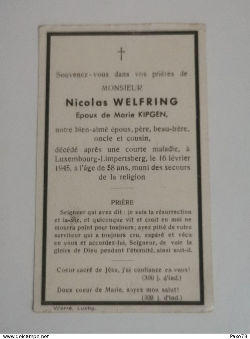 Doodebiller Luxemburg, Limpertsberg 1945 - Todesanzeige