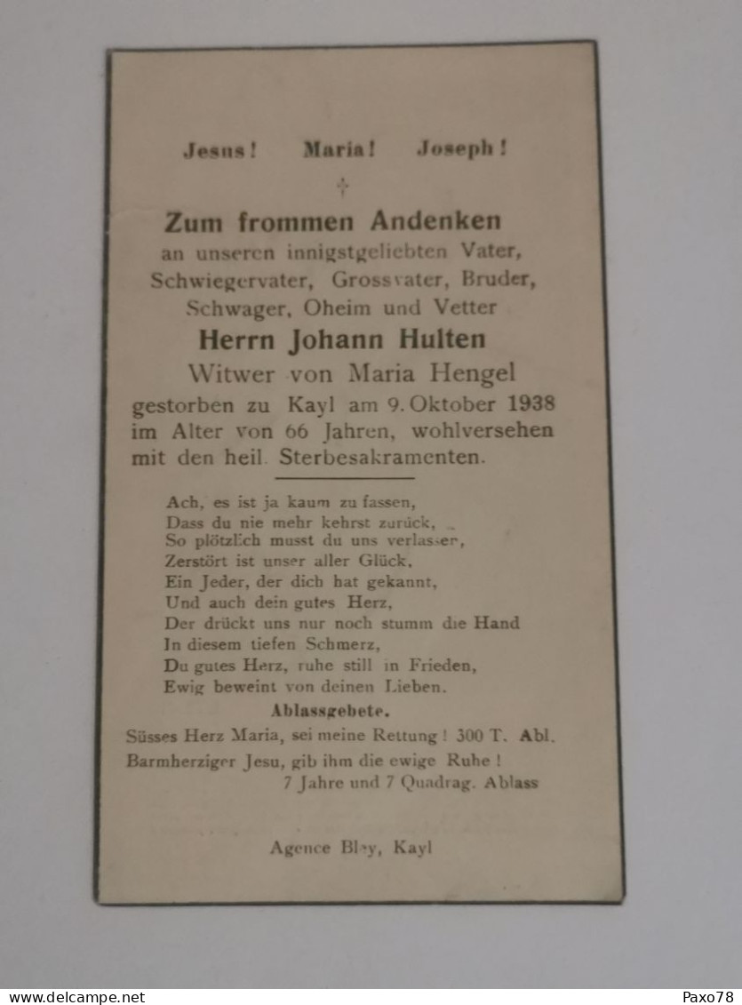 Doodebiller Luxemburg, Kayl 1938 - Obituary Notices