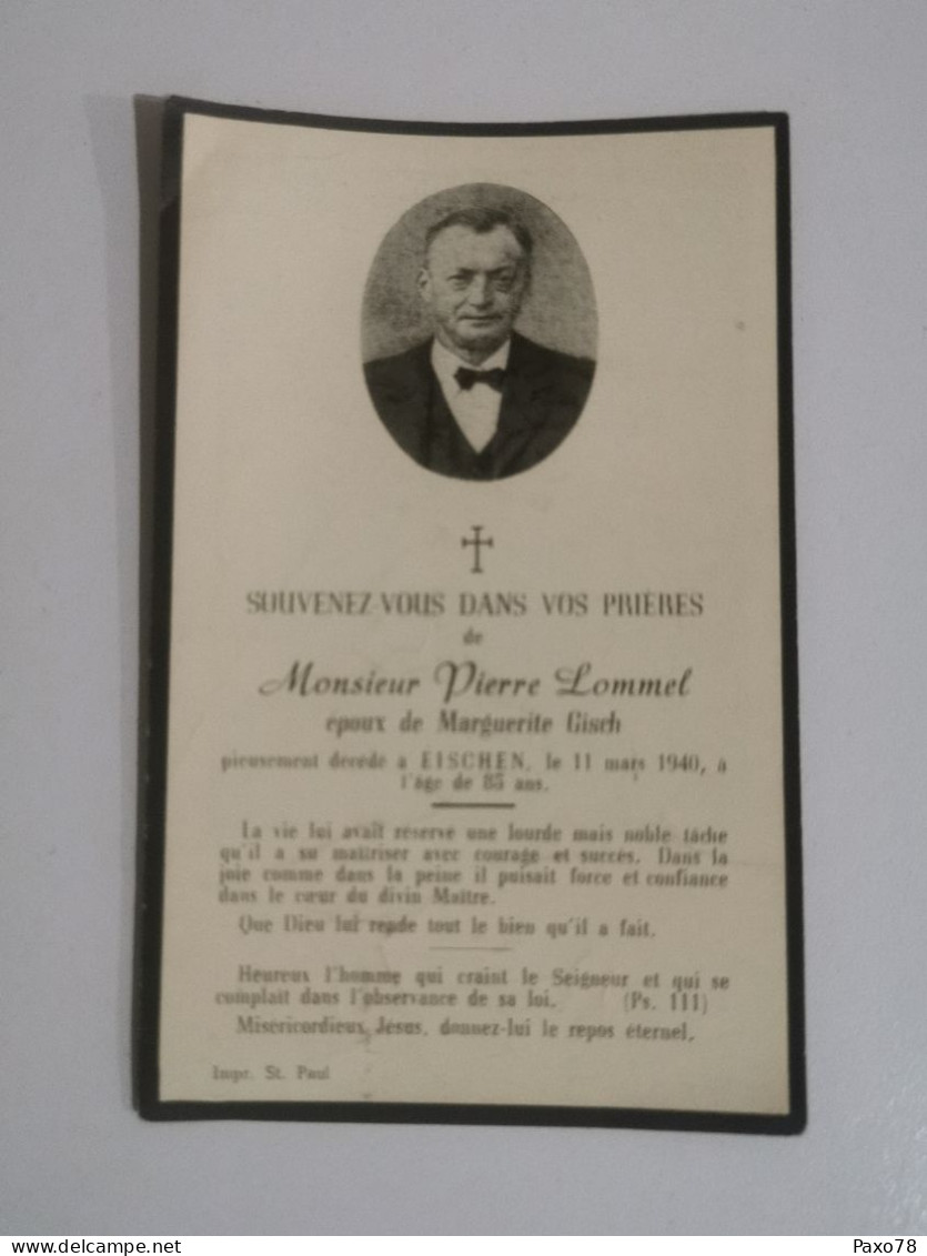 Doodebiller Luxemburg, Eischen 1940 - Todesanzeige