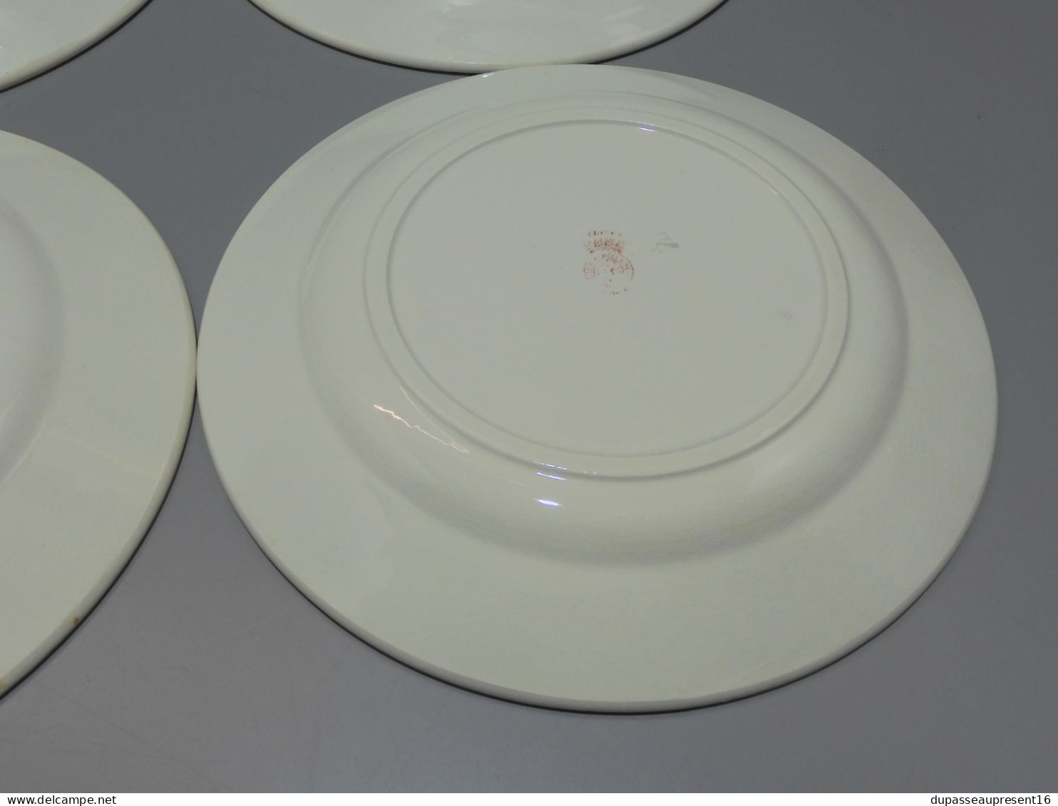 -5 ASSIETTES PLATES DEMI PORCELAINE BADONVILLER modèle CERISES Table  E